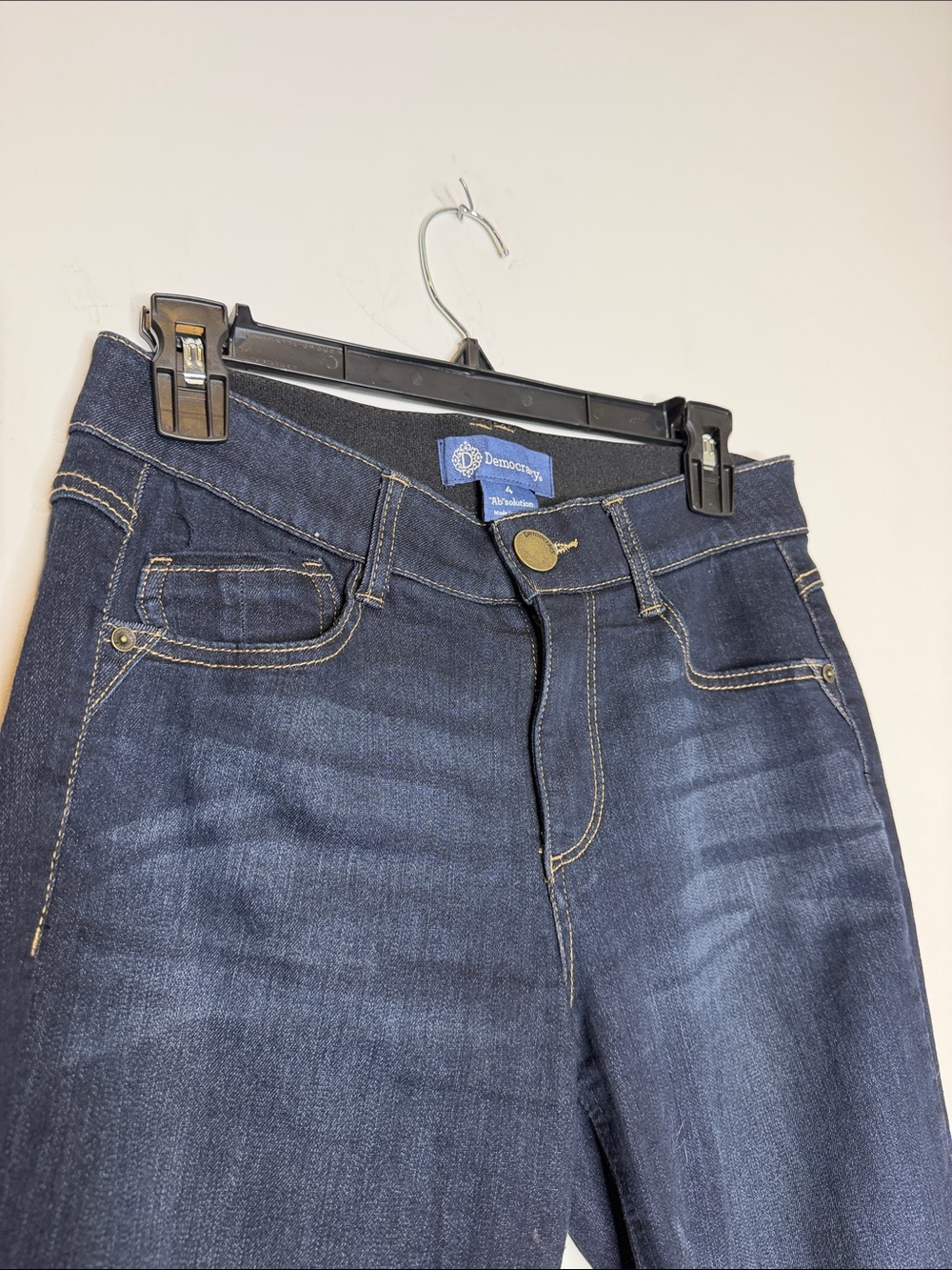 Democracy Sze 4 Dark Blue Women Jean Denim Absolution Flare Leg Closet Staple - Picture 2 of 10